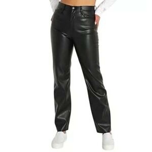 Pistola Black Faux Leather Straight Leg‎ Pants High Rise Size 29